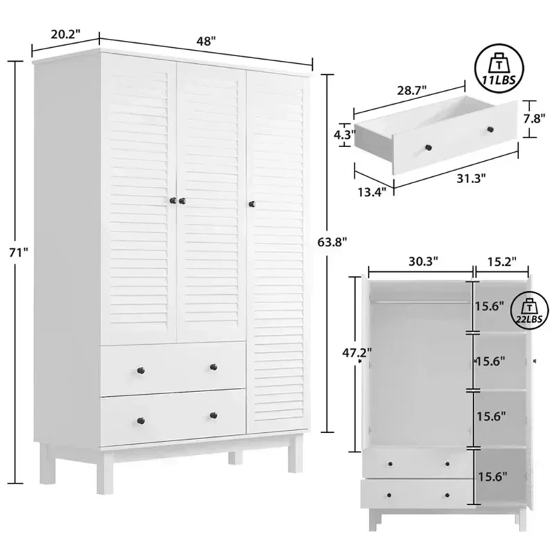 Z. A. Furniture - Nowa, prosta, nowoczesna szafa z białego