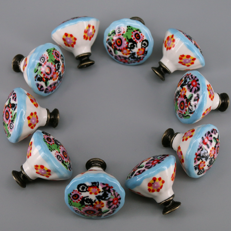 Unique Furniture Hardware - 10 SZT. Kolorowe Ceramiczne Gałki Unikalne