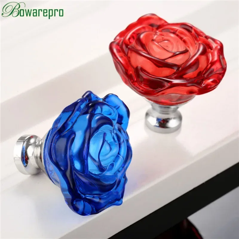 Furniture Hardware Manufacturer - Bowarepro 50MM kryształowa róża szklany uchwyt
