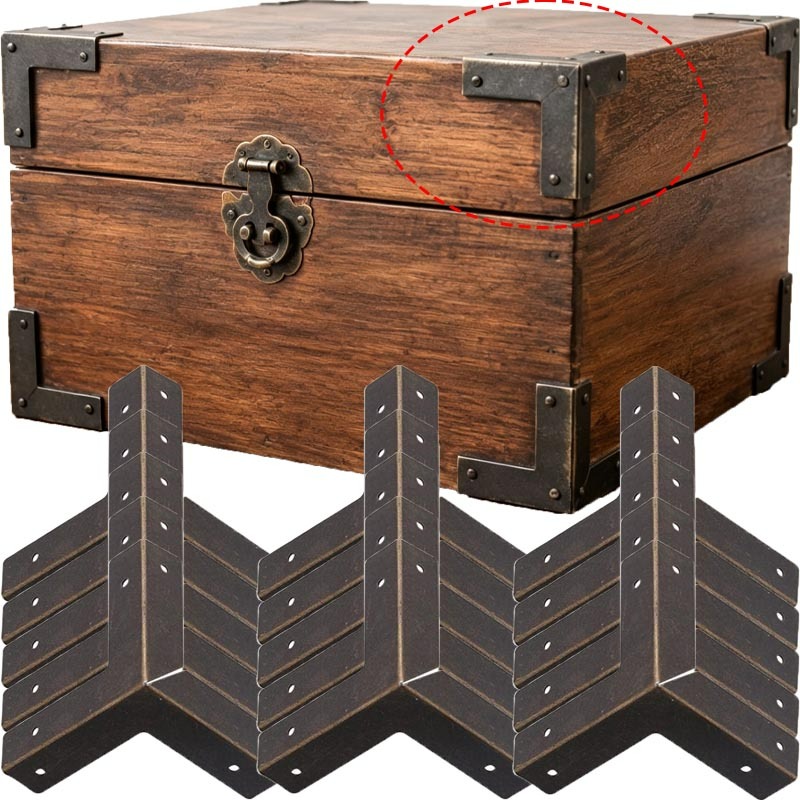Furniture Hardware Antique - 4/16 szt. Antyczne brązowe narożniki ochronne,