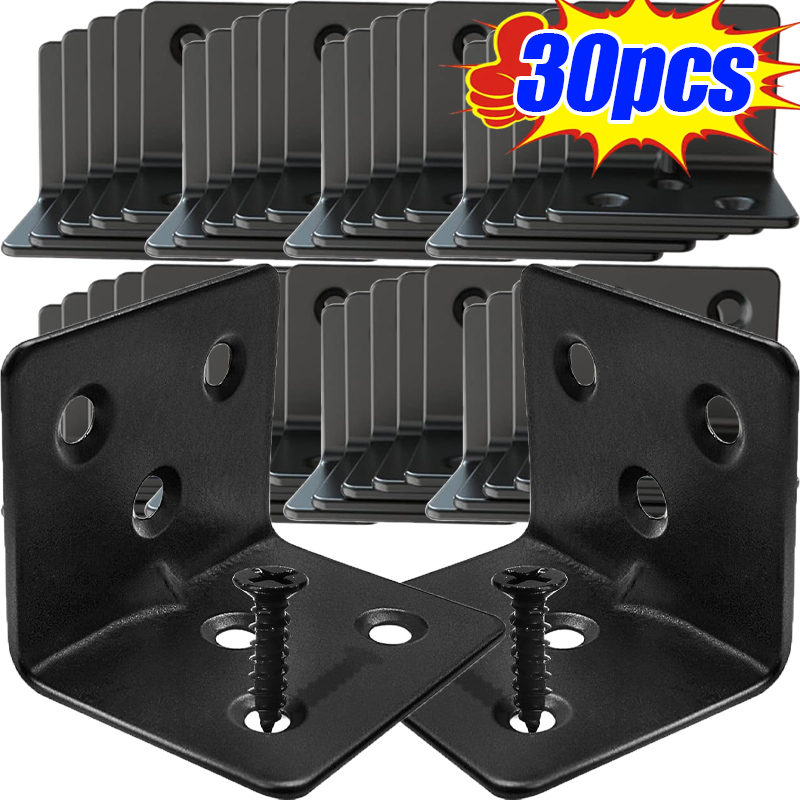 Furniture Hardware Connectors - 10/30 szt. Czarne kątowniki L w