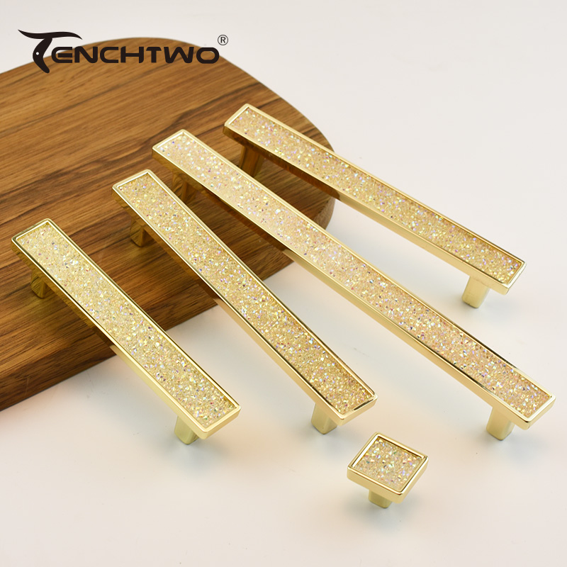 Furniture And Kitchen Hardware Fitting - Złoty kryształowy diamentowy uchwyt meblowy drzwi