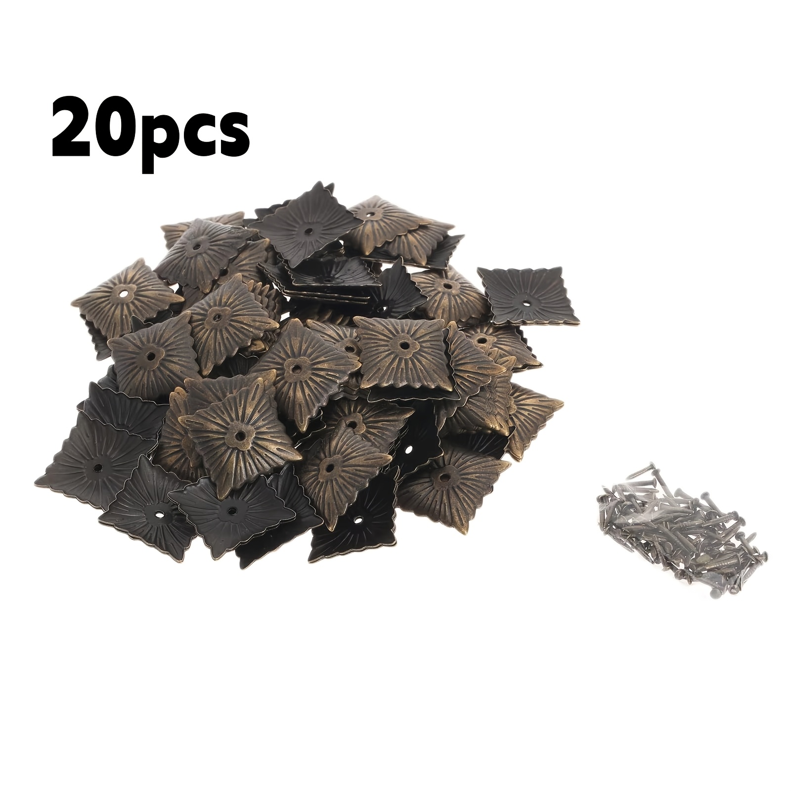 Furniture Upholstery Hardware - 20 szt. Gwoździe tapicerskie 21x21mm, antyczny